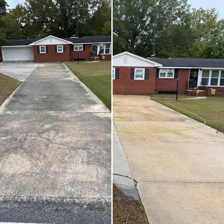 Driveway cleaning before and after