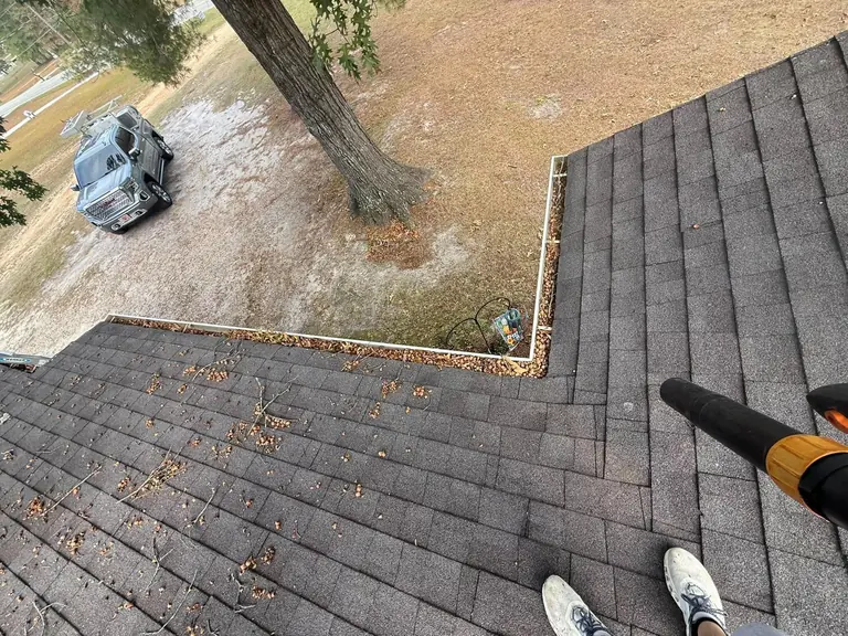 Gutter with debris before cleaning